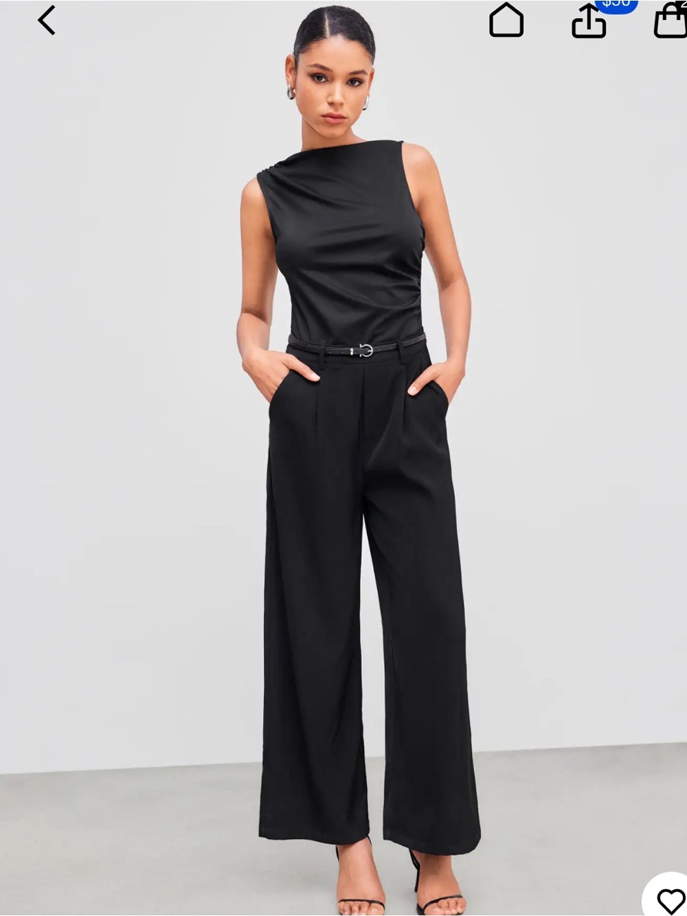 CIDER WOVEN BOAT NECK SOLID RUCHED JUMPSUIT